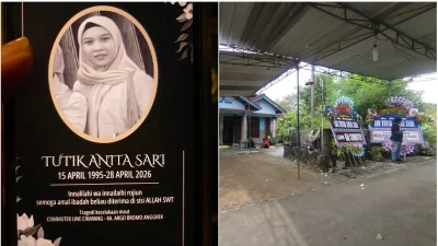 Bekasi - Tutik Anitasari (31), menjadi korban dalam tragedi tabrakan KA Argo Bromo Anggrek dan KRL di Stasiun Bekasi Timur. Ia dikebumikan di Dusun Dawe, Desa Watuagung, Kecamatan Baturetno, Wonogiri, Rabu (29/4/2026). Foto: Radar Solo