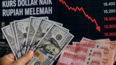 Bekasi - Ilustrasi pelemahan nilai tukar rupiah terhadap dolar Amerika Serikat (AS). Foto Chatgpt for Gobekasi.id.
