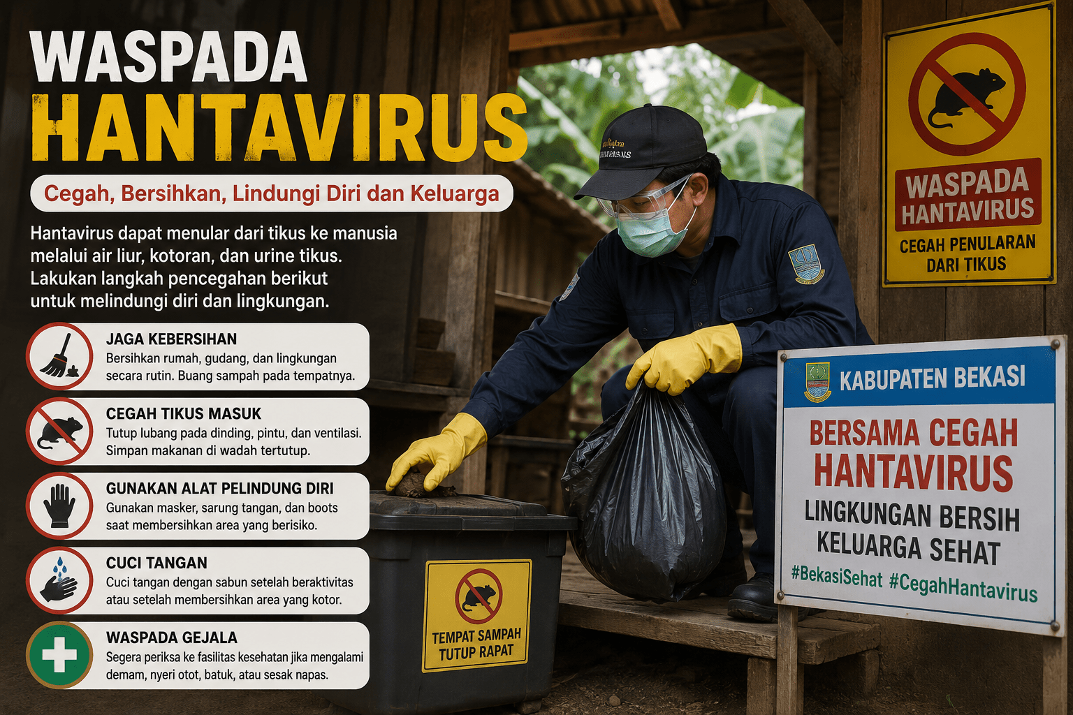 Bekasi - Status kewaspadaan diteken Pemkab Bekasi berkaitan dengan penyebaran Hantavirus. Foto: Chat gpt for Gobekasi.id.