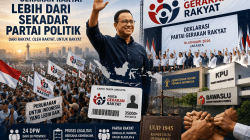 Bekasi - Ilustrasi Anies Baswedan dalam gelembung Partai Gerakan Rakyat. Foto: Chatgpt for Gobekasi.id.