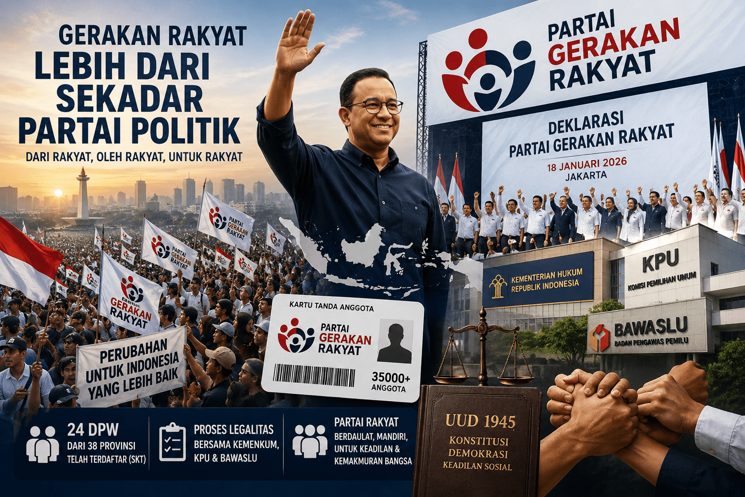 Bekasi - Ilustrasi Anies Baswedan dalam gelembung Partai Gerakan Rakyat. Foto: Chatgpt for Gobekasi.id.