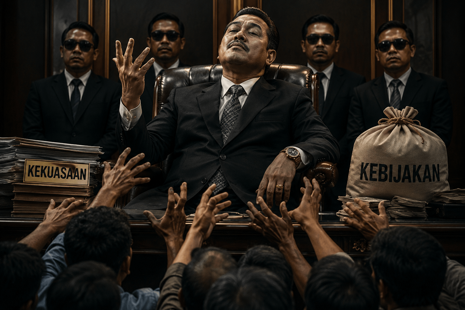 Bekasi - Manusia bertindak seperti hewan buas yang ingin menguasai segalanya untuk diri sendiri tanpa mempedulikan orang lain. Ini digambarkan seperti Qabil yang didorong kerakusan untuk menguasai hak orang lain. Foto Ilustrasi Chatgpt for Gobekasi.id.