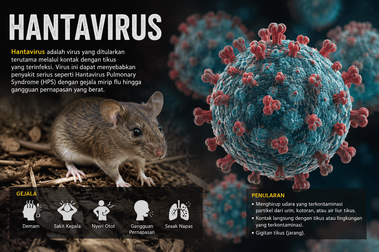 Bekasi - Ilustrasi Hantavirus. Foto: Chatgpt for Gobekasi.id.
