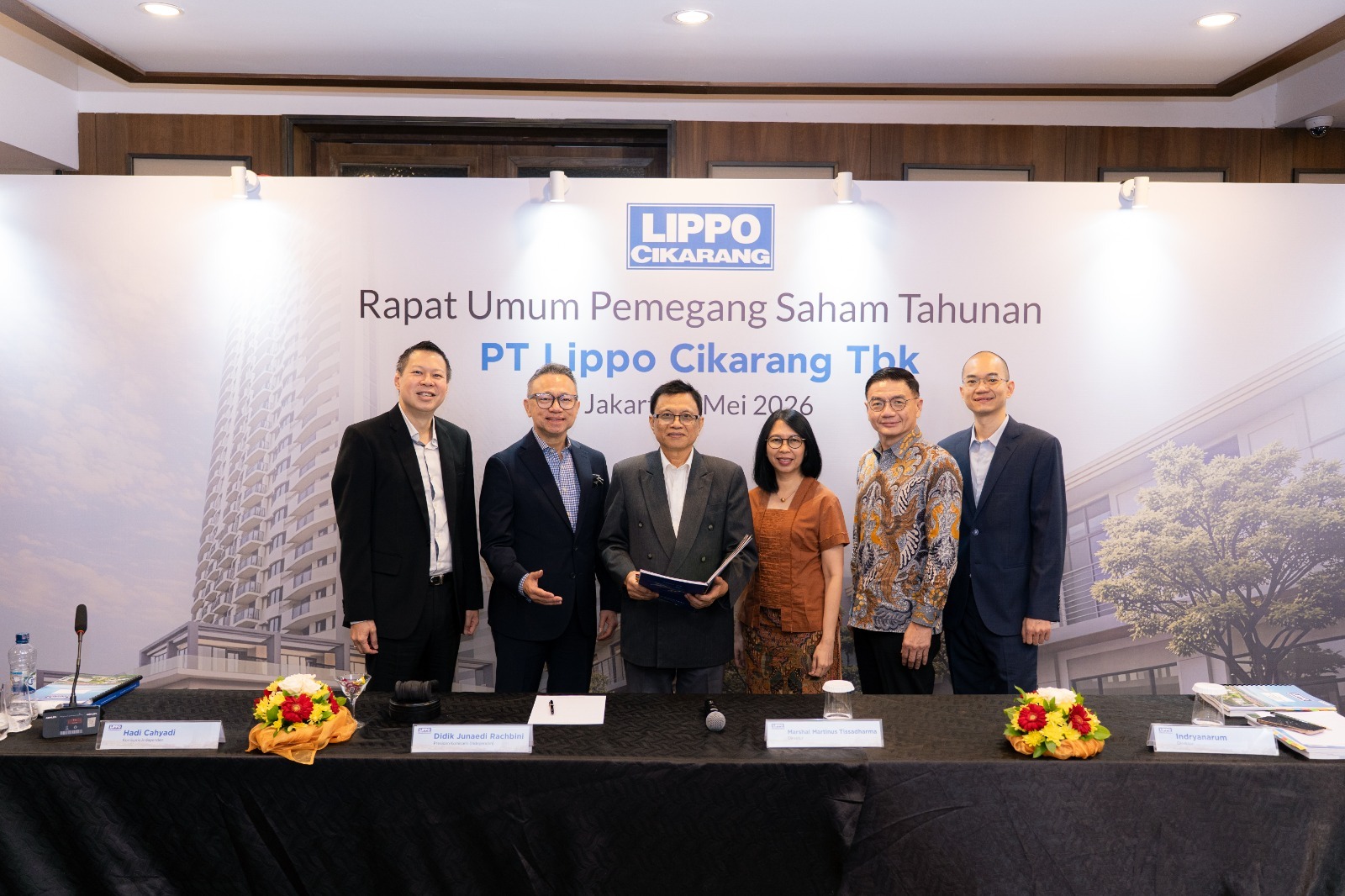 Bekasi - Rapat Umum Pemegang Saham Tahunan (RUPST) yang digelar di Hotel Aryaduta Menteng, Jumat, 8 Mei 2026, emiten anak usaha Lippo Karawaci ini resmi memperkenalkan nakhoda baru untuk mengawal target bisnis tahun ini. Foto: Ist/Gobekasi.id.