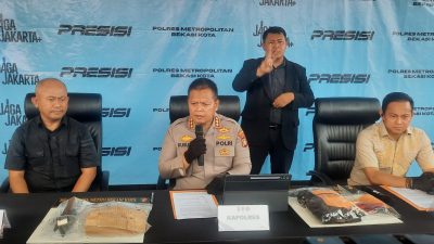 Bekasi - Kapolres Metro Bekasi Kota, Kombes Pol Kusumo Wahyu Bintoro saat mempimpin konferensi pers, Rabu (3/6/2026). Foto: Septian/Gobekasi.id.