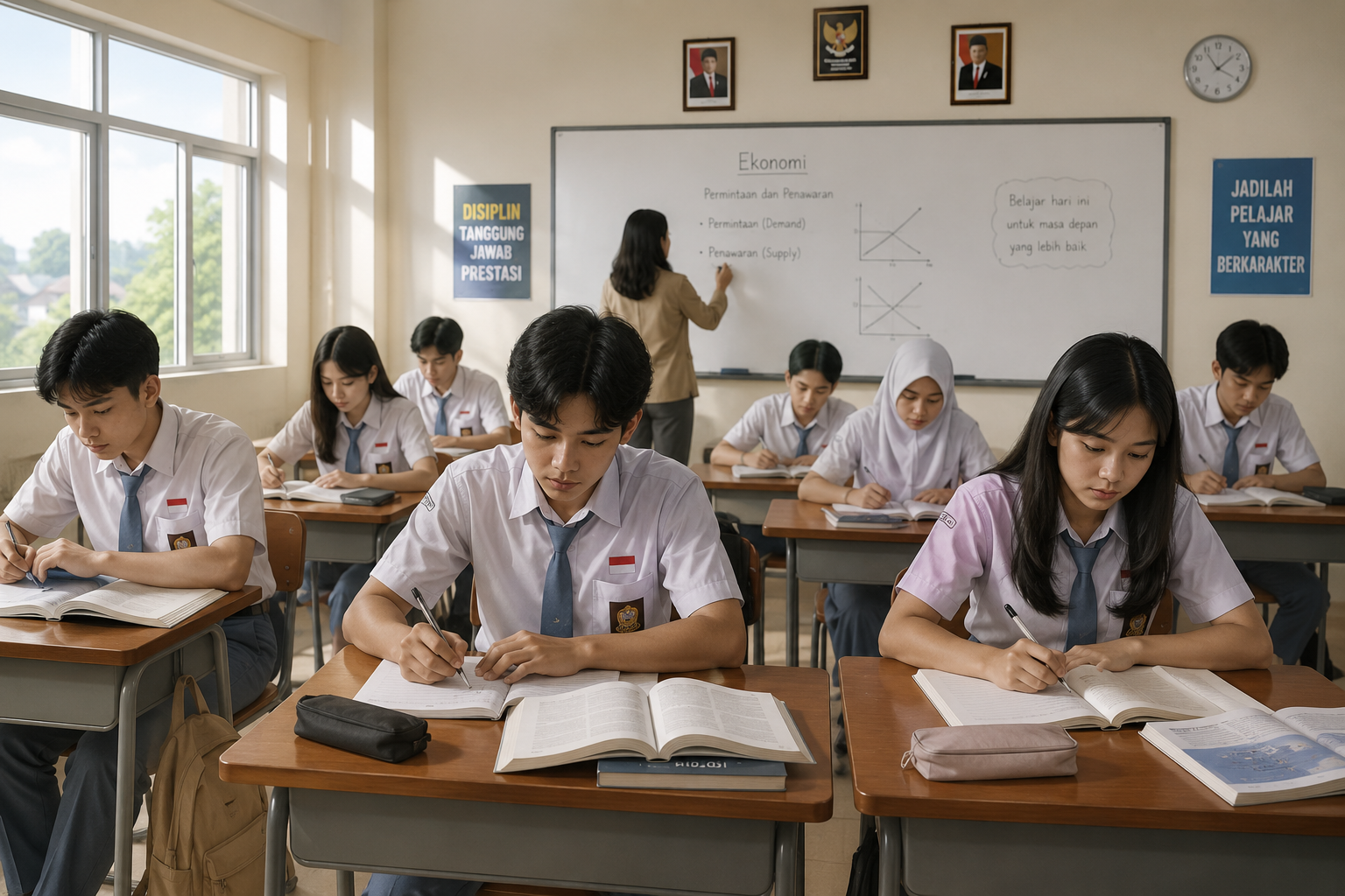 Bekasi - Ilustrasi pelajar di ruang kelas. Foto: AI for Gobekasi.id.