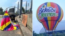Bekasi - Before/After Balon Udara "Bekasi Keren" di Taman Plaza Patriot Candrabhaga, Selasa (28/7/2026). Foto: Ist