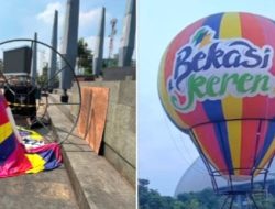 Balon Udara “Bekasi Keren” Mengempis dan Tergeletak Terbengkalai di Taman Plaza Patriot