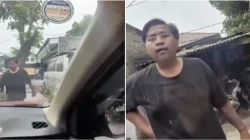 Bekasi - Tangkapan layar sopir Angkot saat beradu argumen dengan pengemudi pribadi hingga melakukan pemukulan di Bekasi Selatan. Foto: Ist