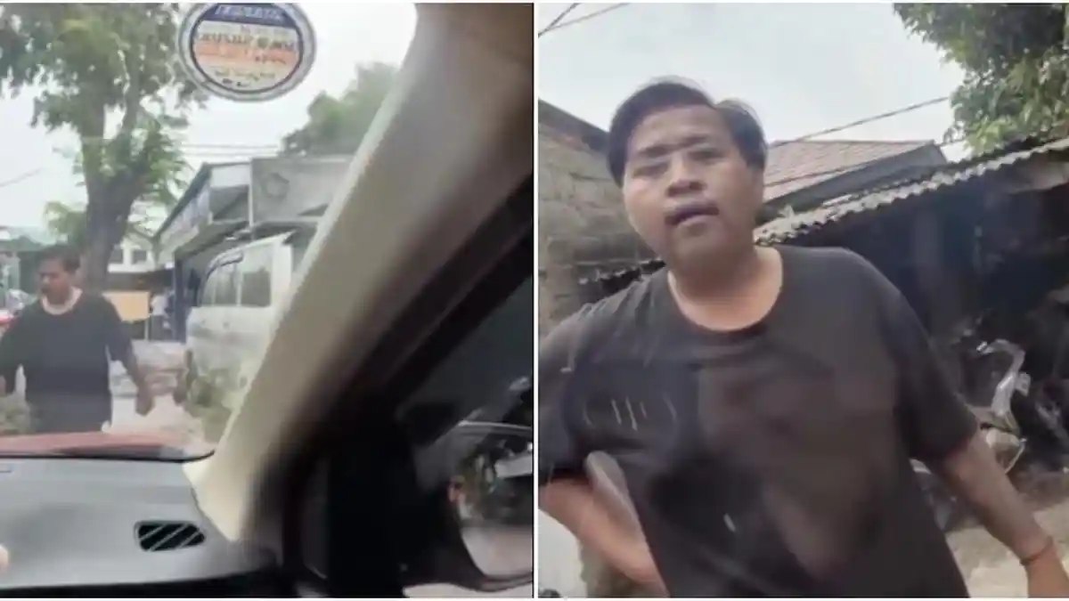 Bekasi - Tangkapan layar sopir Angkot saat beradu argumen dengan pengemudi pribadi hingga melakukan pemukulan di Bekasi Selatan. Foto: Ist