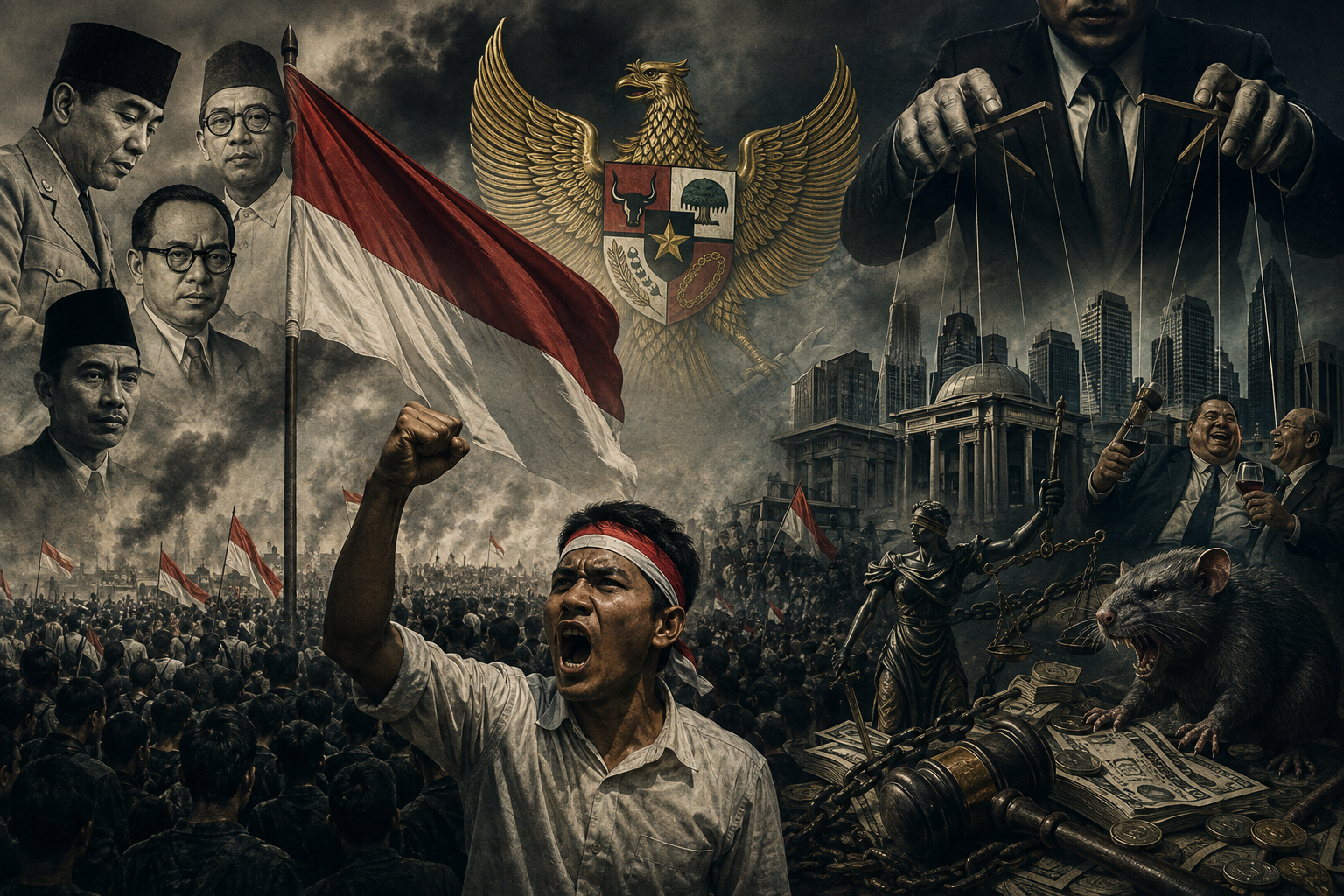 Bekasi - Dirgahayu Republik Indonesia ke-81. Merdeka bukan hanya dari penjajahan, tetapi juga dari ketidakadilan. Foto Ilustrasi AI for Gobekasi.id.