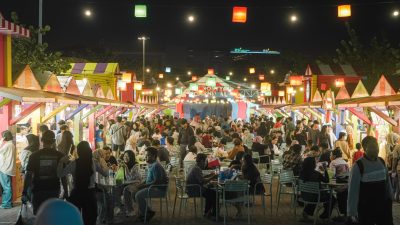 Bekasi - Summarecon Mall Bekasi meremajakan festival Pasar Senggol menjadi Hungry Playground. Acara ini menghadirkan 110 tenant kuliner, wahana salju beratap dome, hingga deretan konser musik gratis. Foto: Ist/Gobekasi.id.