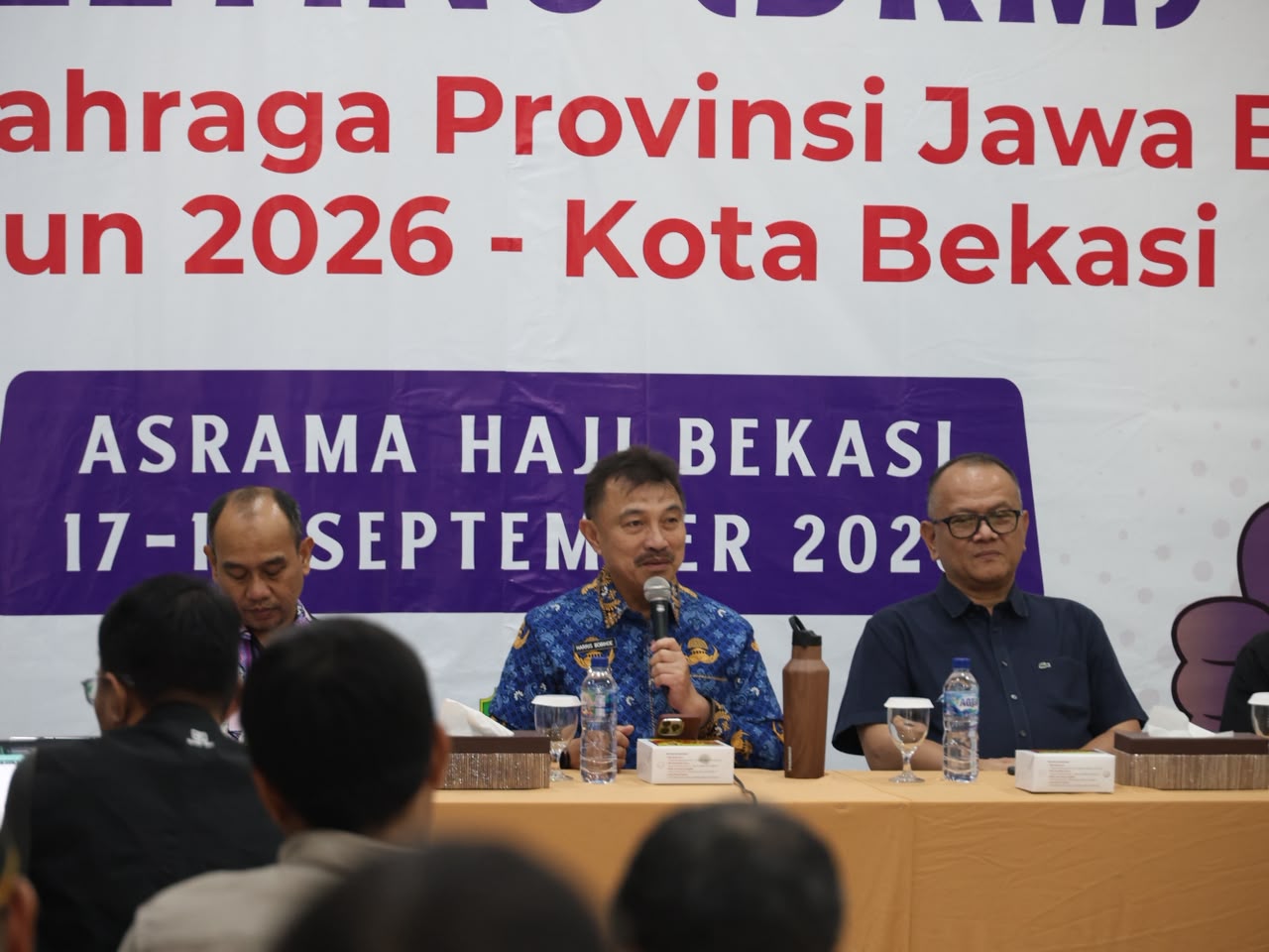 Bekasi - Ketua Panitia Besar (PB) Pekan Olahraga Provinsi (Porprov) Kota Bekasi, Abdul Harris Bobihoe, secara resmi membuka kegiatan Delegate Registration Meeting (DRM) Porprov XV Jawa Barat Tahun 2026. Foto: Ist/Gobekasi.id.