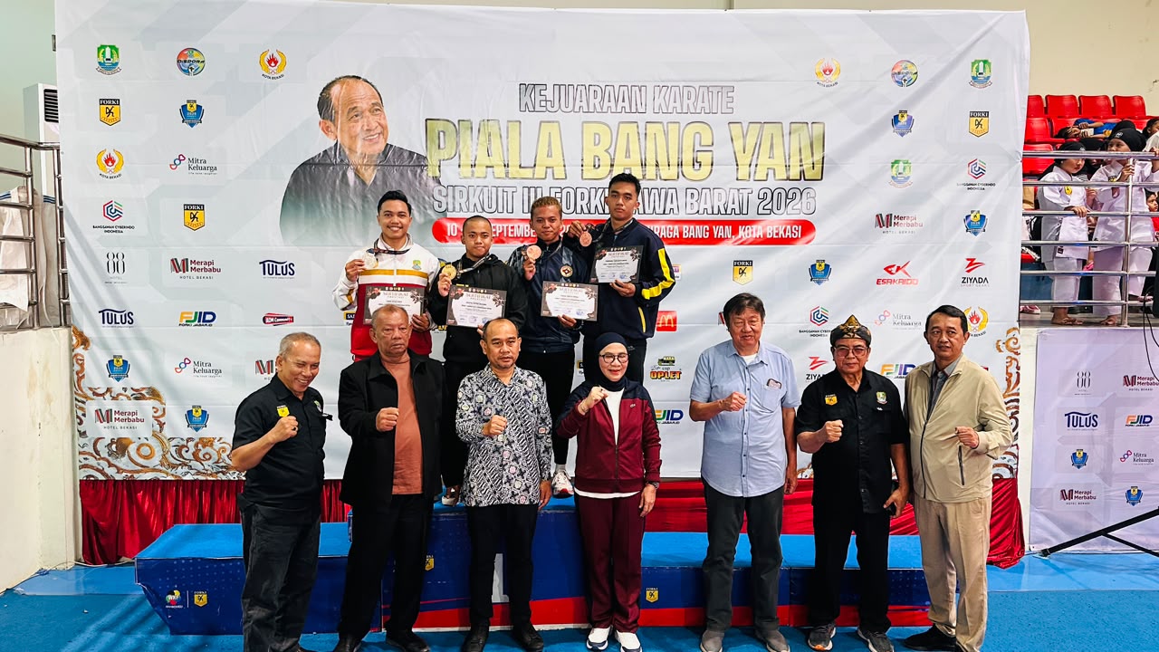 Bekasi - Forki Kota Bekasi menggelar Kejuaraan Karate Piala Bang Yan sebagai Sirkuit III Jabar 2026 yang diikuti 800 peserta sekaligus ajang seleksi BK PON 2028, Kamis (10/9/2026). Foto: Gobekasi.id.