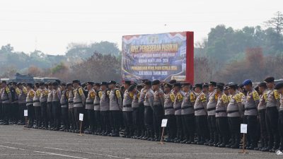 Bekasi - Apel pergeseran pasukan jelang Pilkades serentak Kabupaten Bekasi di Kecamatan Cikarang Selatan, Sabtu (19/9/2026). Foto: Ist/Gobekasi.id.