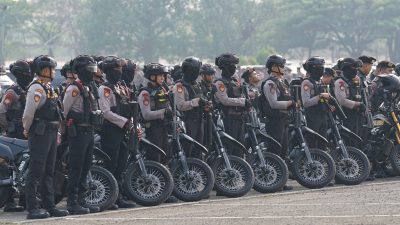 Bekasi - Apel pergeseran pasukan jelang Pilkades serentak Kabupaten Bekasi di Kecamatan Cikarang Selatan, Sabtu (19/9/2026). Foto: Ist/Gobekasi.id.