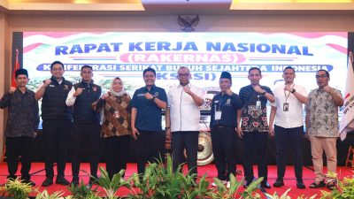 Bekasi - Wakil Menteri Ketenagakerjaan Afriansyah Noor saat menghadiri Rapat Kerja Nasional Konfederasi Serikat Buruh Sejahtera Indonesia Tahun 2026. Foto: Ist/Gobekasi.id.
