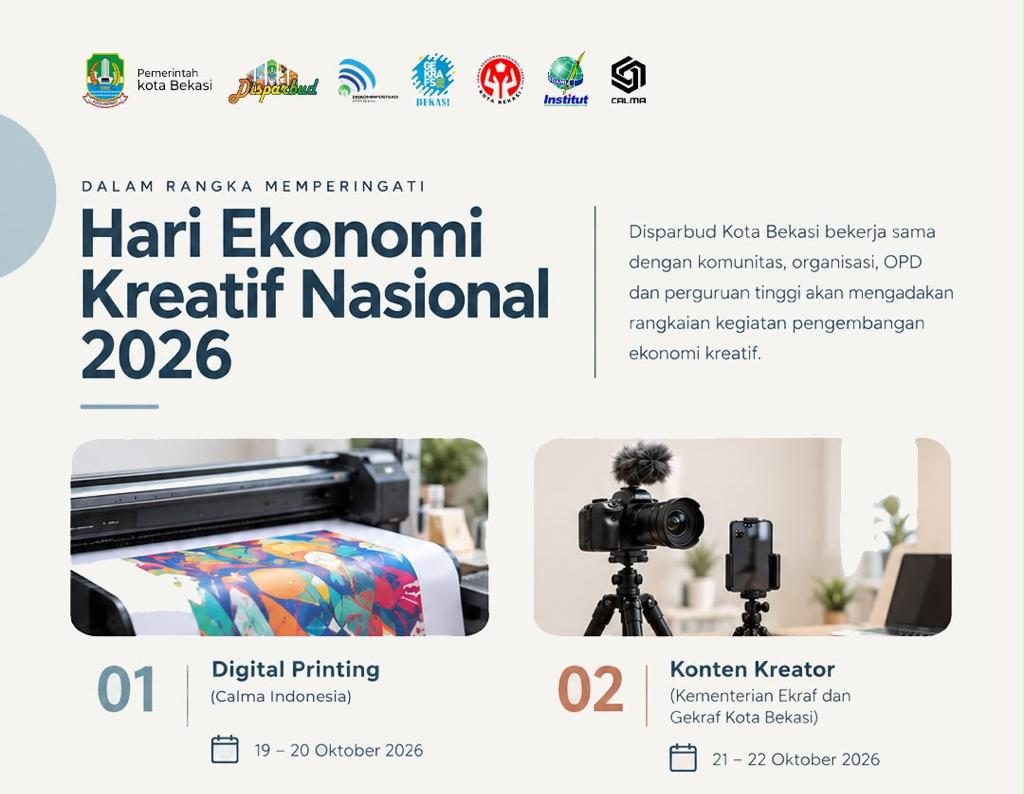 Bekasi - Sambut Hekrafnas 2026, Disparbud Kota Bekasi dan CALMA Indonesia Gelar Pelatihan Digital Printing Pakaian Gratis