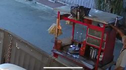 Bekasi - Pedagang Mie Ayam keliling tertangkap kamera CCTV mencuri seekor kucing peliharaan warga Kranggan Permai, Jalan Anggrek Raya, Kecamatan Jatisampurna, Kota Bekasi. Foto: Ist/Gobekasi.id.