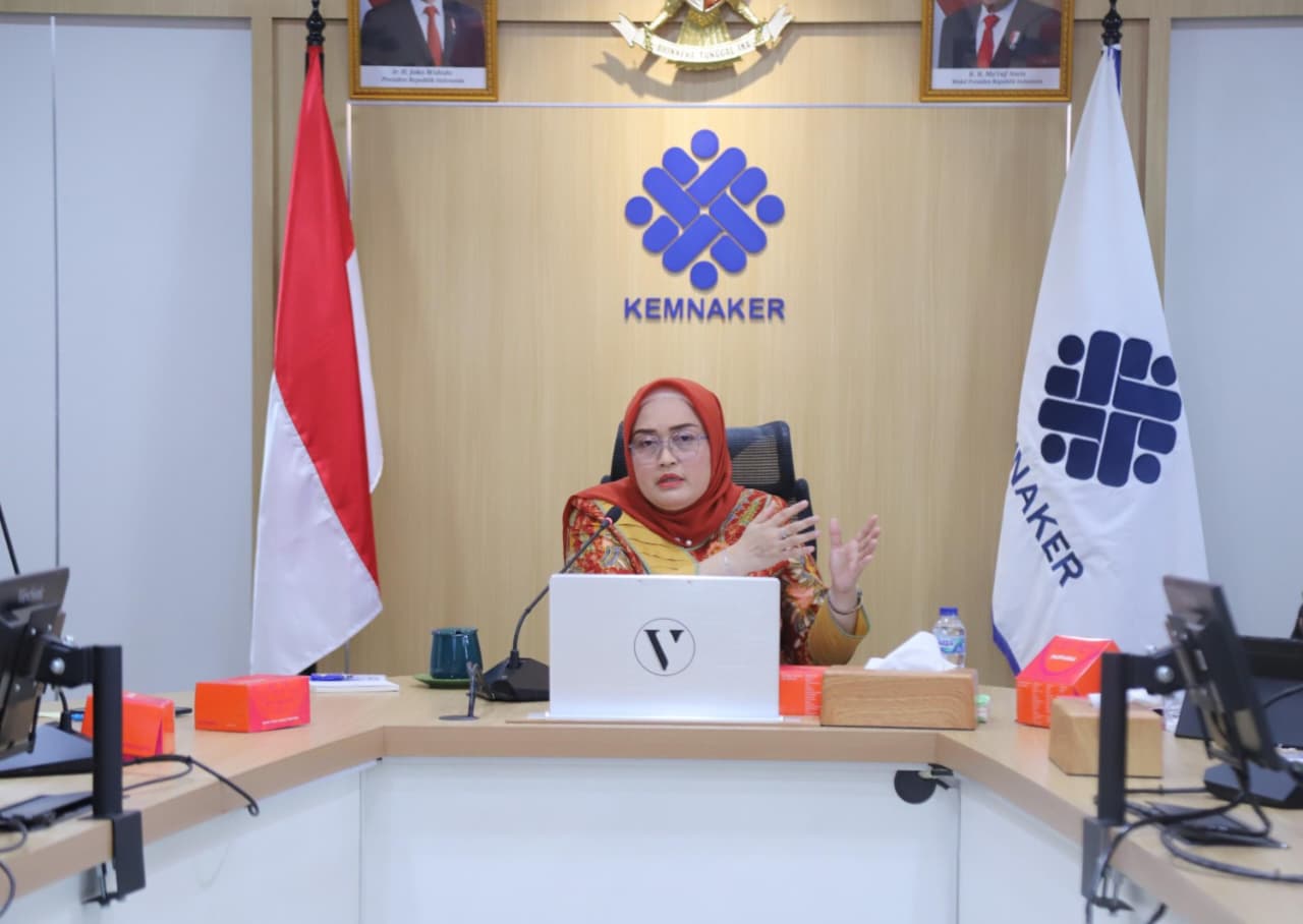 Bekasi - Direktur Jenderal Pembinaan Hubungan Industrial dan Jaminan Sosial Tenaga Kerja (Dirjen PHI dan Jamsos) Kemnaker, Indah Anggoro Putri. Foto: Kemnaker/Gobekasi.id.